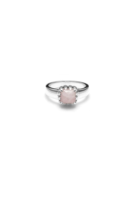 BABY CLAW RING ROSE QUARTZ