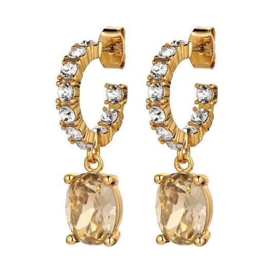 BARBARA SHINY GOLD GOLDEN/CRYSTAL EARRINGS