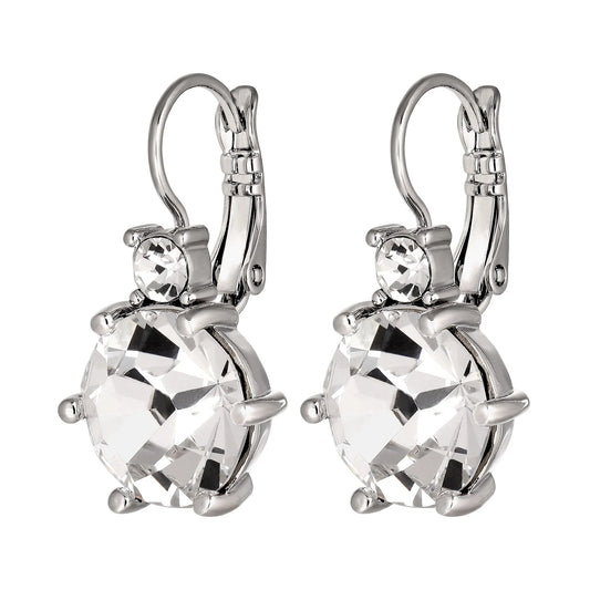 BEGONIA SHINEY SILVER CRYSTAL EARRINGS
