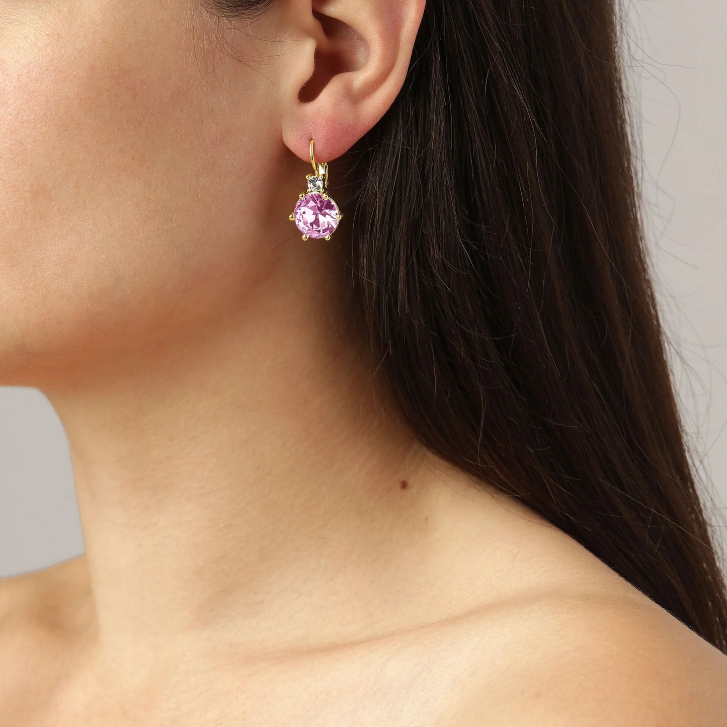 BEGONIA SHINEY GOLD LIGHT ROSE EARRINGS