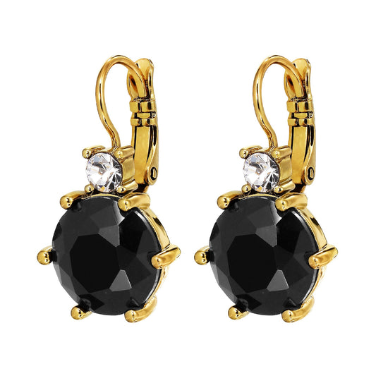 BEGONIA SHINY GOLD BLACK EARRINGS