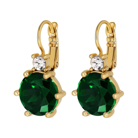 BEGONIA SHINY GOLD EMERALD EARRINGS