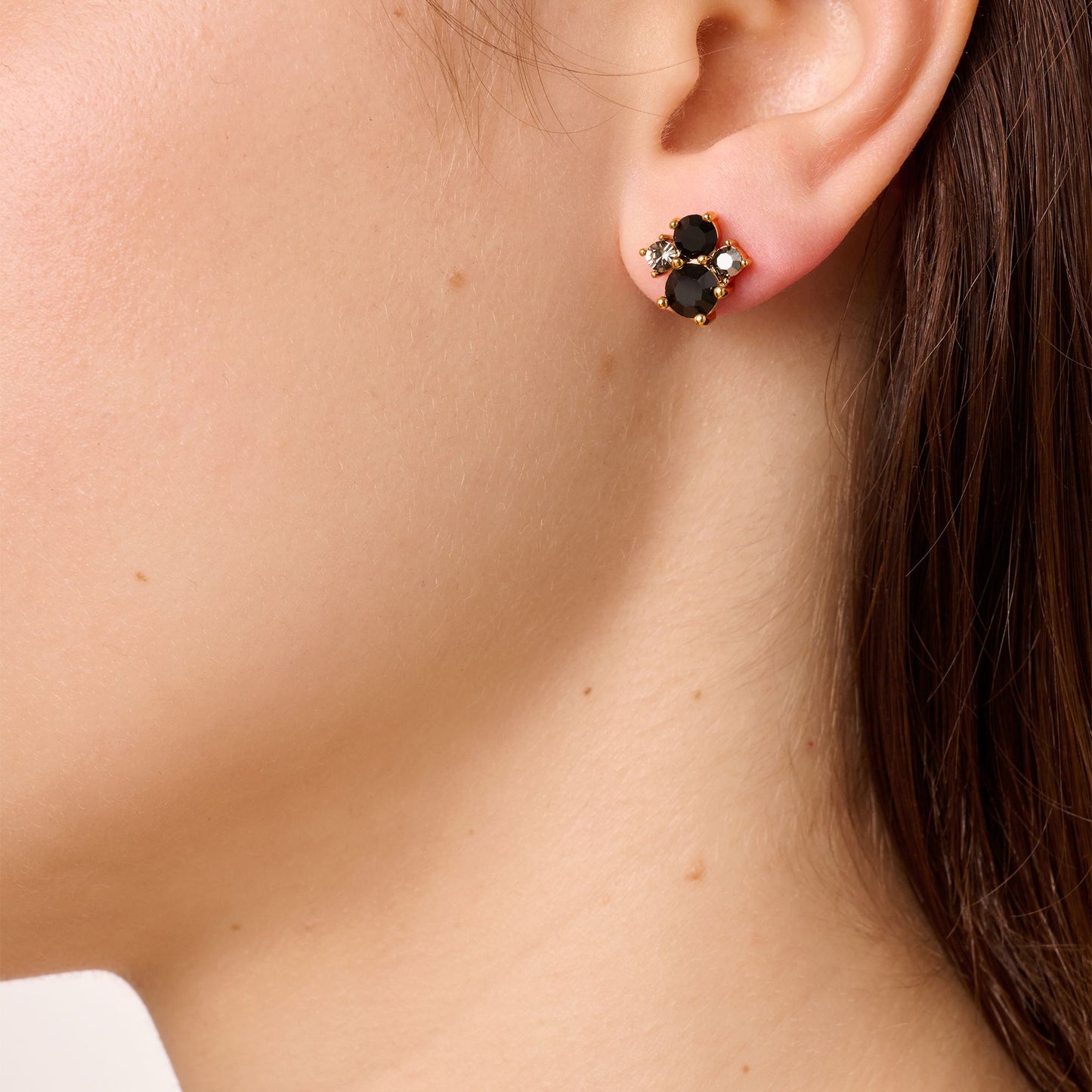 BILLIS SHINY GOLD BLACK EARRINGS