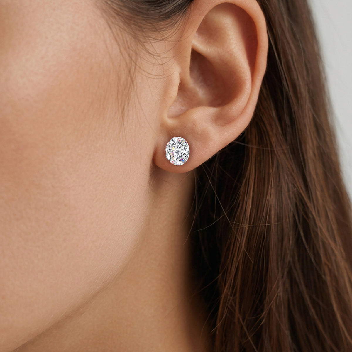 BLAIS SHINY SILVER CRYSTAL EARRINGS