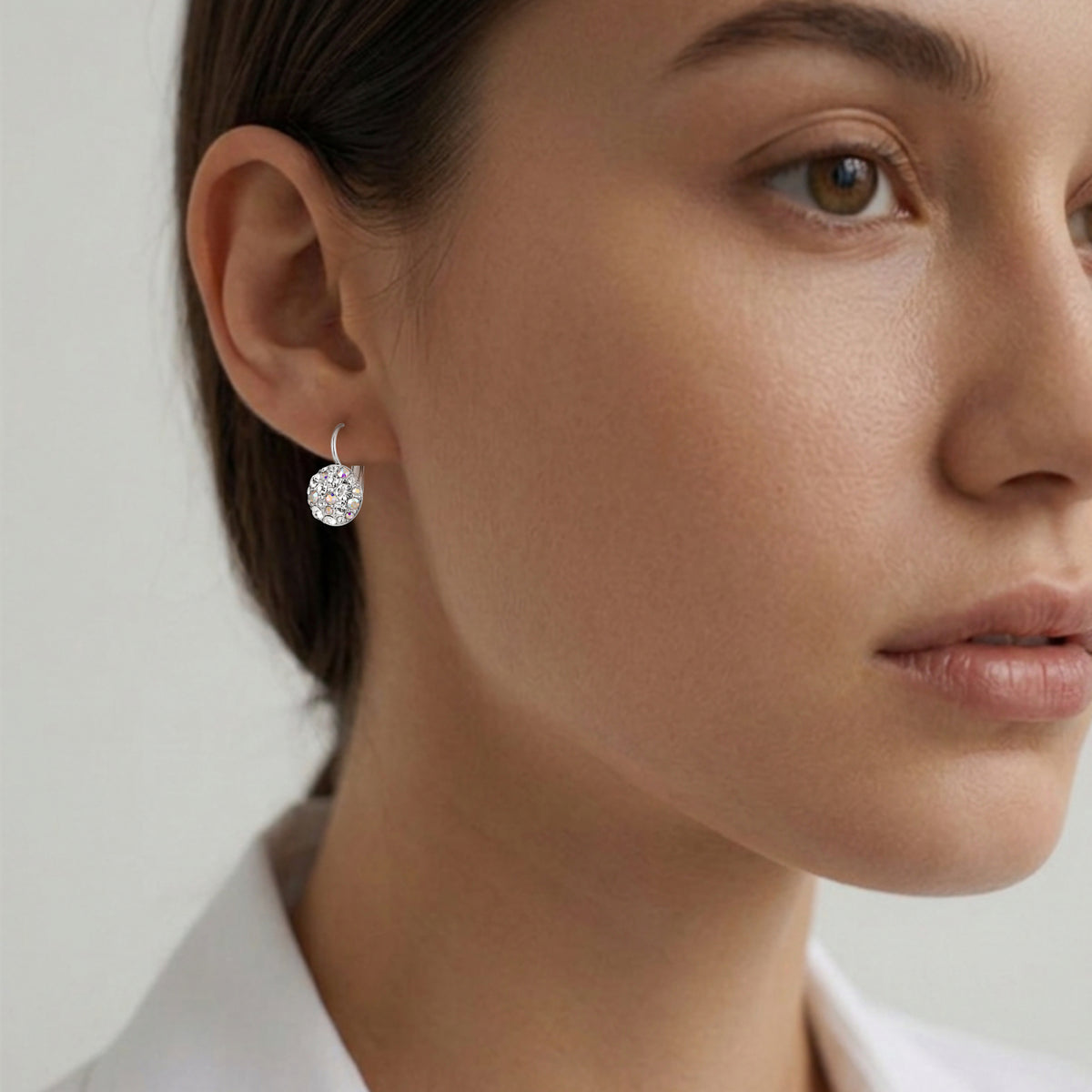 BLOST SHINY SILVER CRYSTAL EARRINGS
