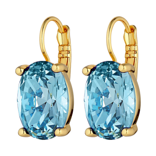 CHANTAL SHINY GOLD AQUA EARRINGS