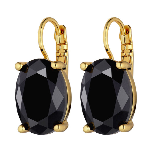 CHANTAL SHINY GOLD BLACK EARRINGS