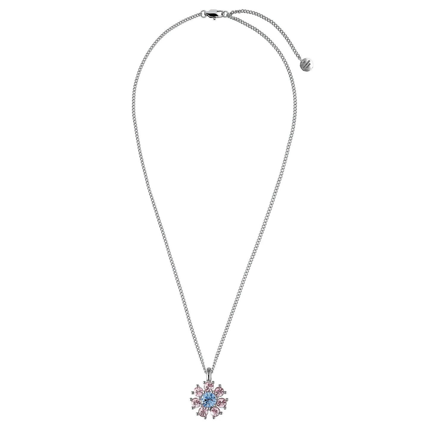 DELISE SHINY SILVER LIGHT BLUE/ROSE NECKLACE