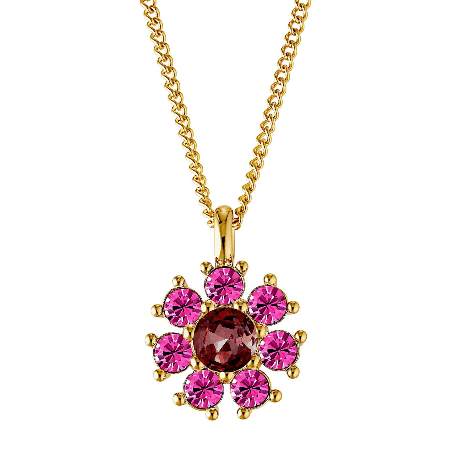DELISE SHINY GOLD PINK/WINE NECKLACE