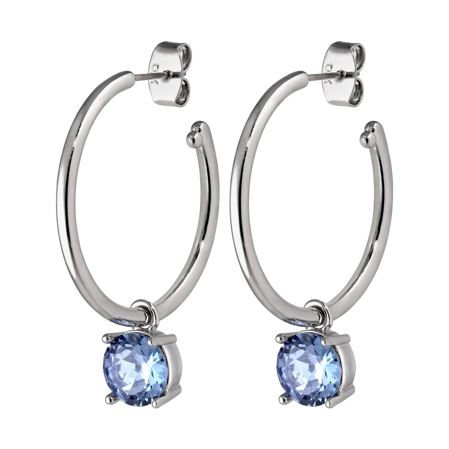 DIEGA SHINEY SILVER LIGHT SAPPHIRE EARRINGS