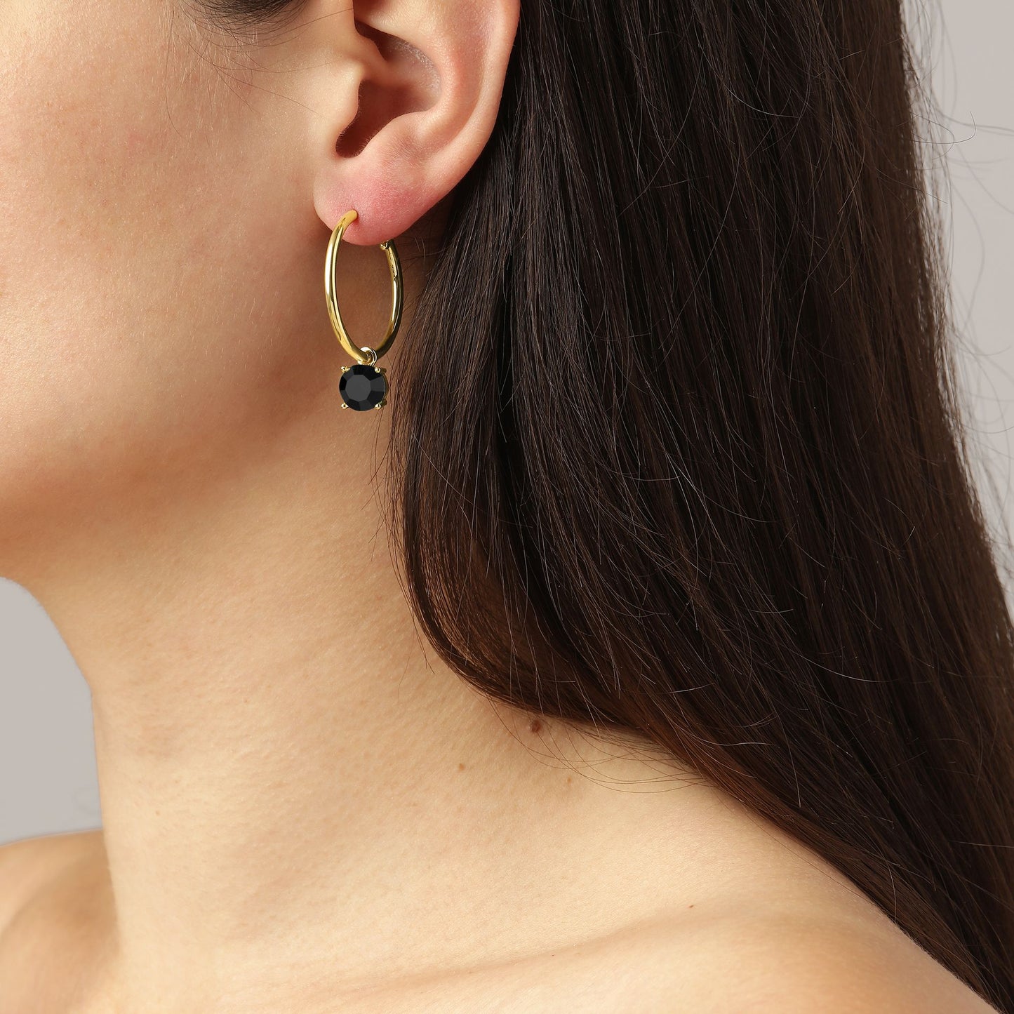 DIEGA SHINY GOLD BLACK EARRINGS