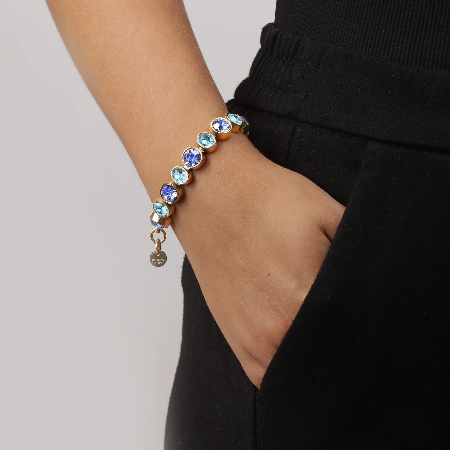 ELAINE SHINY GOLD AQUA/BLUE BRACELET