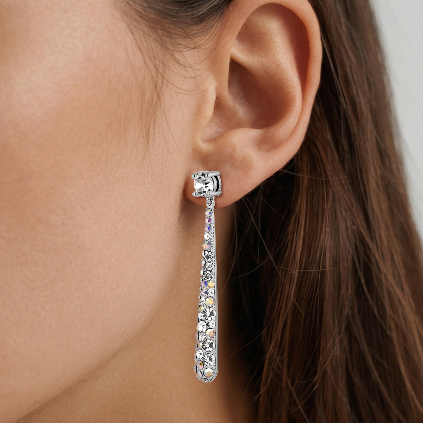 ELYSIA SHINY SILVER CRYSTAL EARRINGS