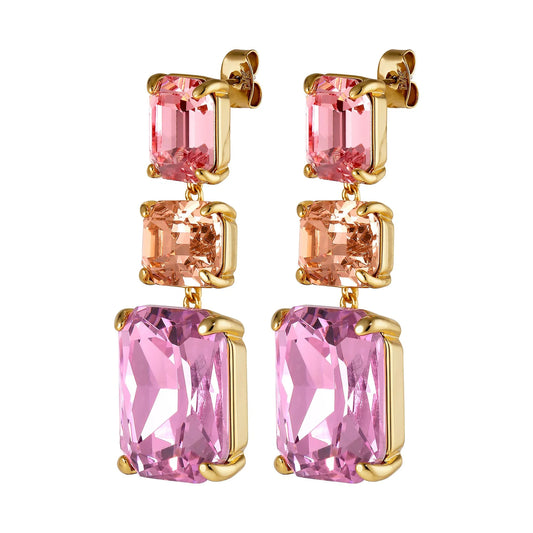 ESMARA SHINEY GOLD LIGHT ROSE/PEACH EARRINGS