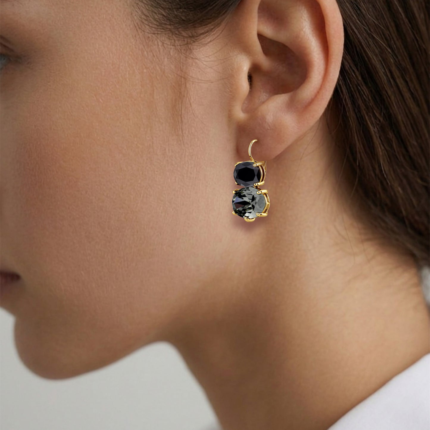 GLOBULE SHINY GOLD BLACK GREY MIX EARRINGS