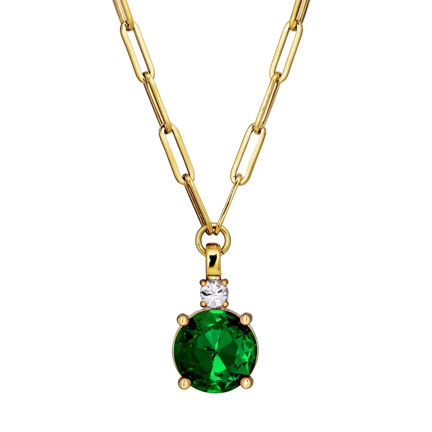 GLORY SHINY GOLD EMERALD NECKLACE