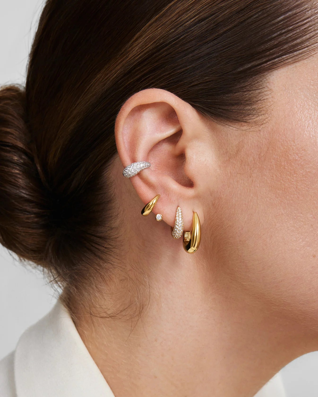 WANDERER SPIRAL STUD HOOP EARRINGS