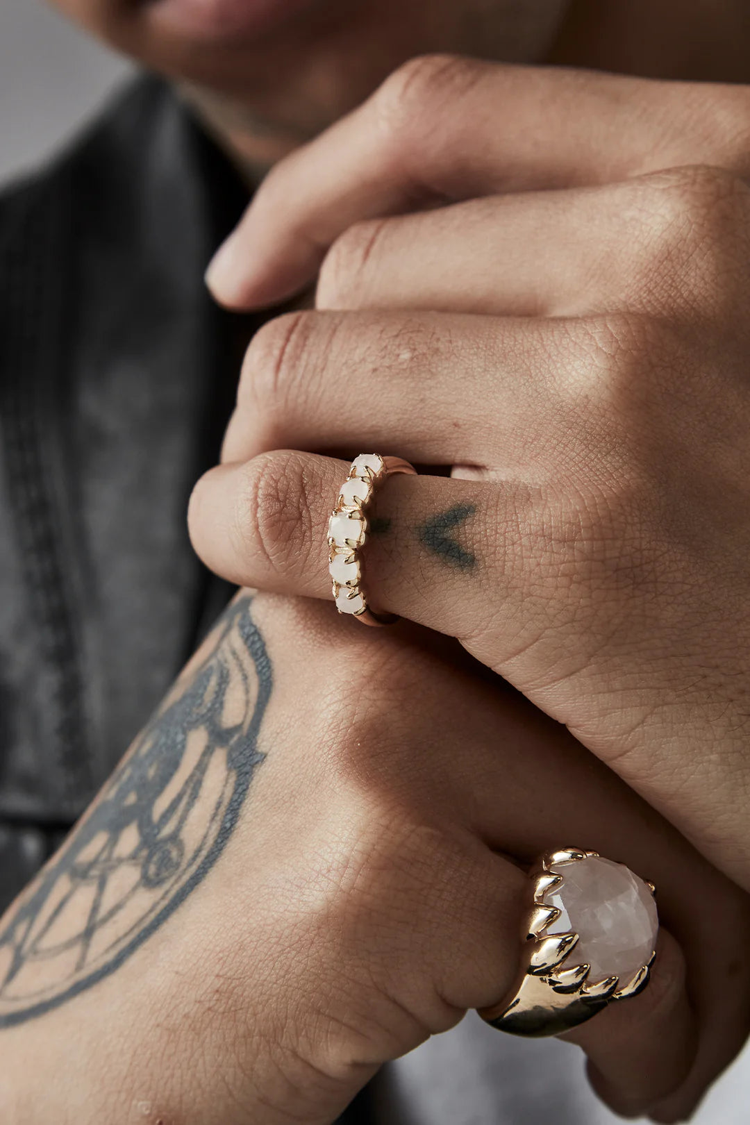 HALO CLUSTER RING ROSE QUARTZ