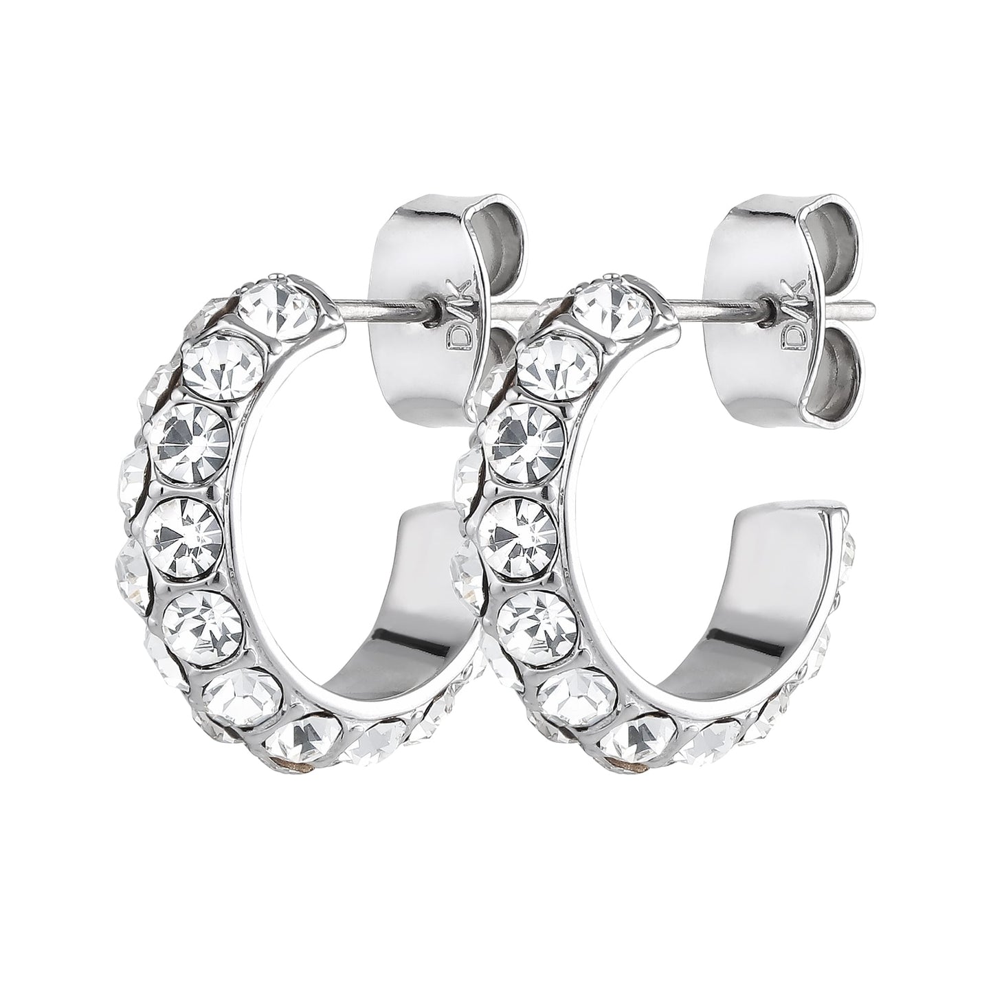 HEIDI SHINY SILVER CRYSTAL EARRINGS