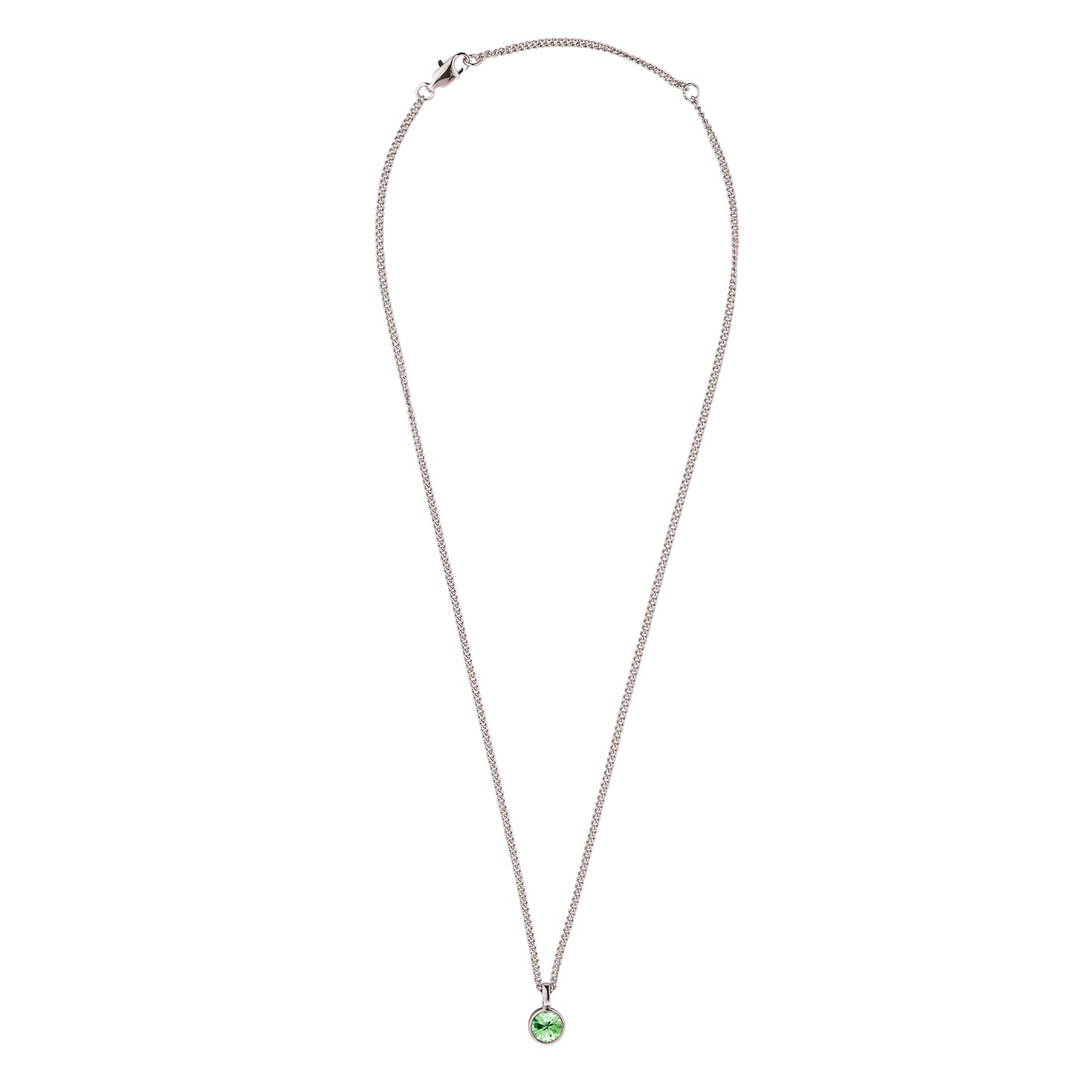 JEMMA SHINY SILVER LIGHT GREEN NECKLACE
