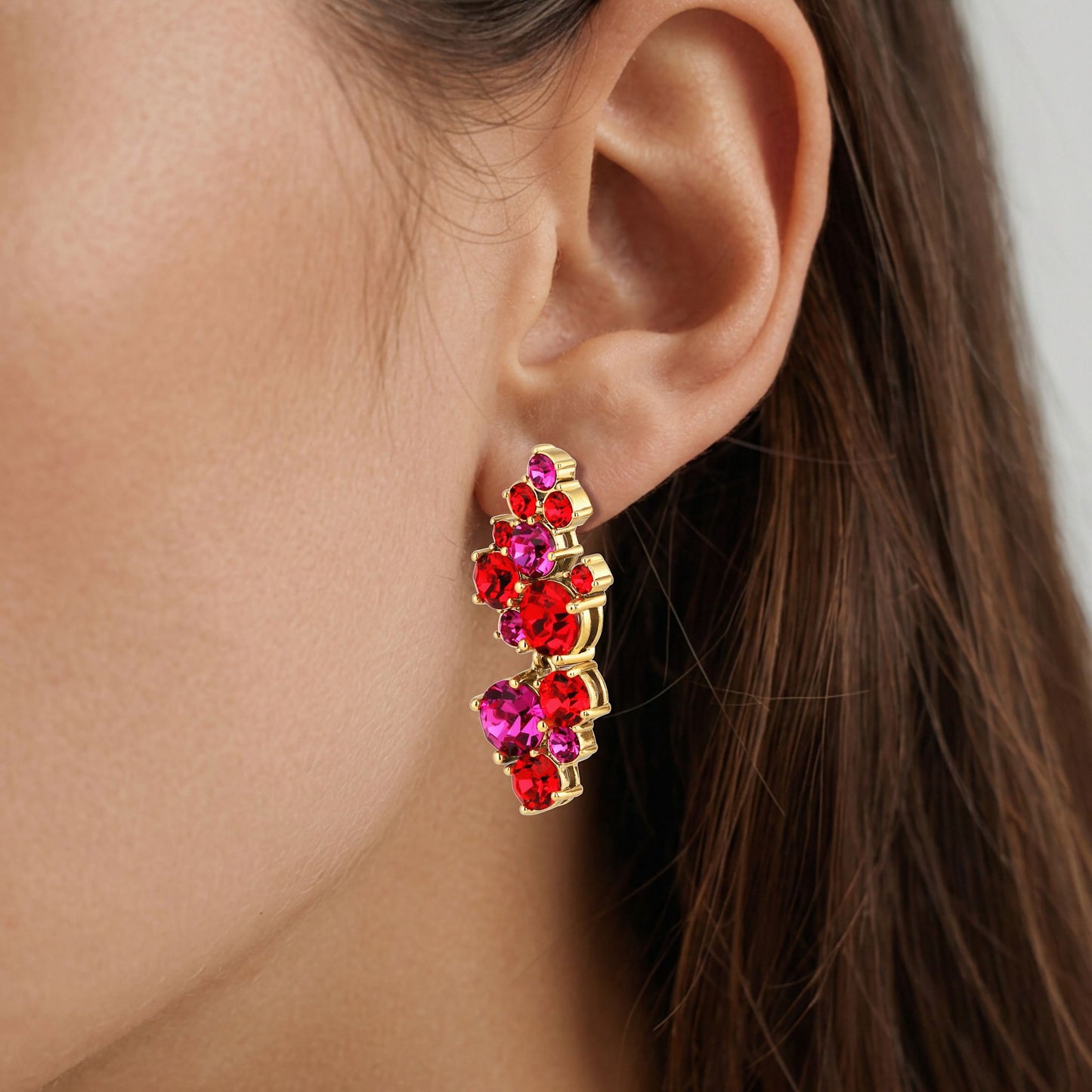 MARIGOLD SHINY GOLD RED MIX EARRINGS