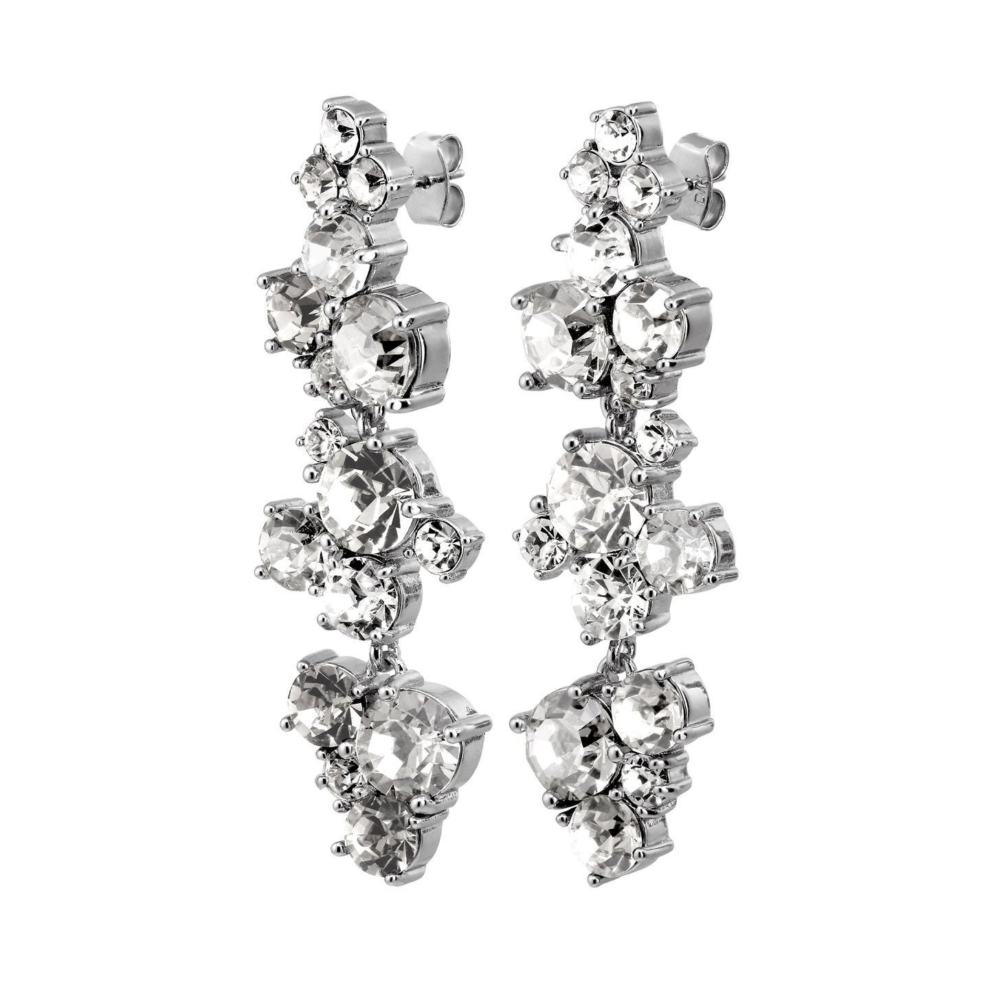 MAYHEM SHINY SILVER CRYSTAL EARRINGS