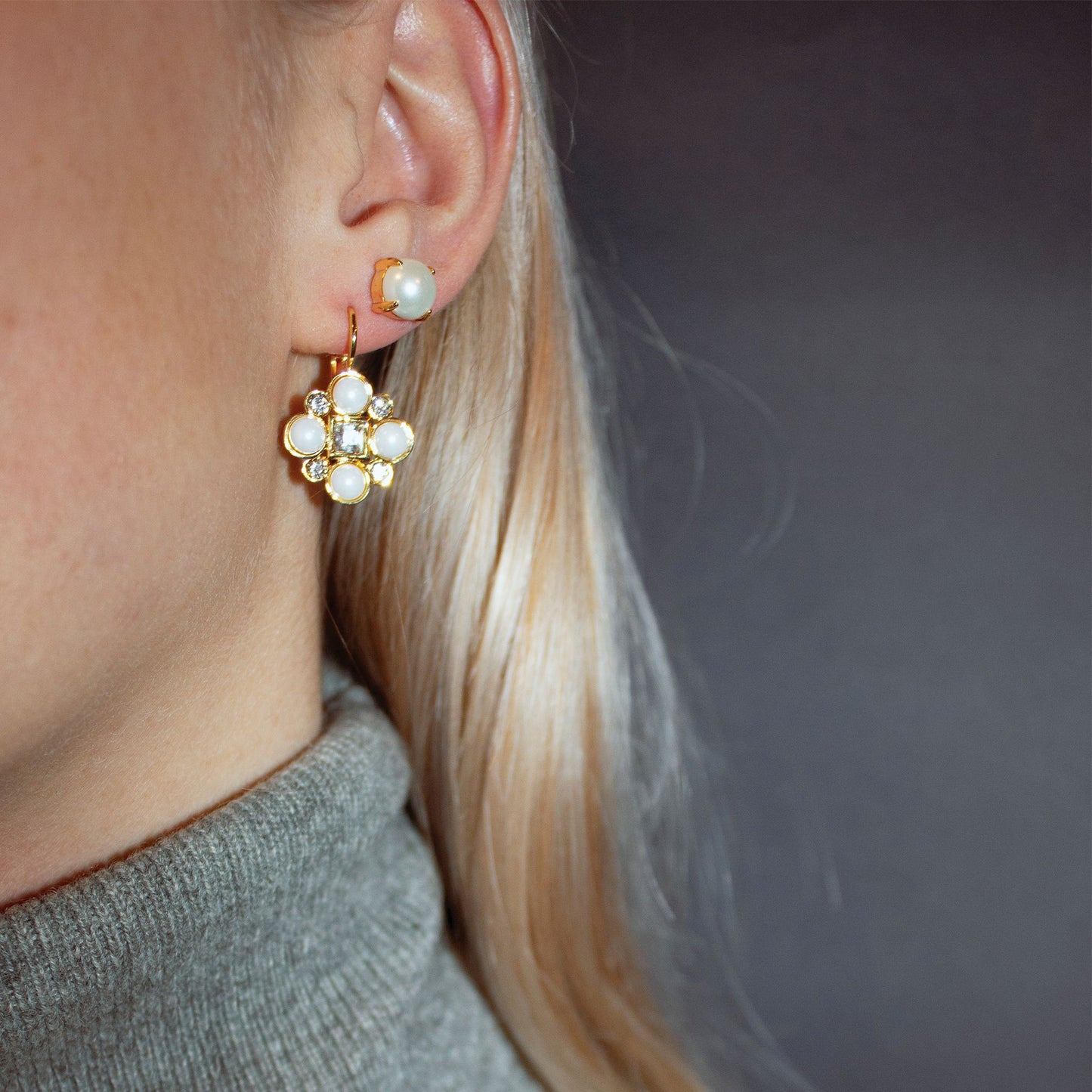 MITZI SHINY GOLD PEARL EARRINGS