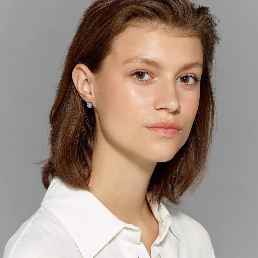 NOBLE SHINY SILVER CRYSTAL EARRINGS