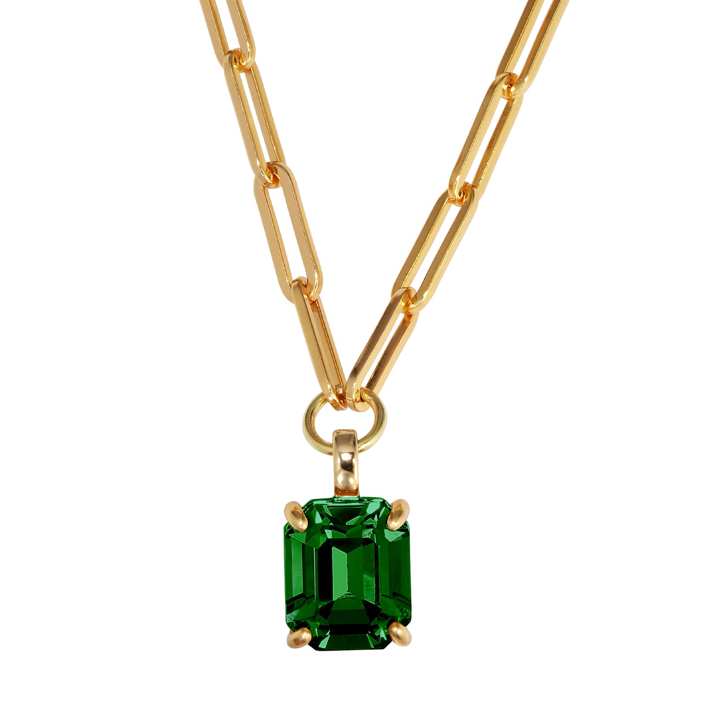 OCTA SHINY GOLD EMERALD NECKLACE