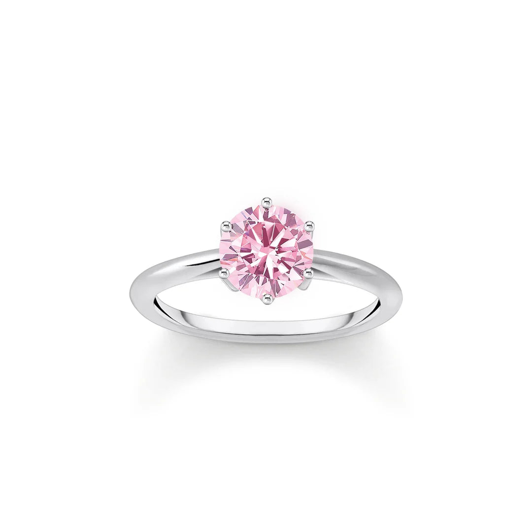 SPARKLING SOLITARE PINK RING