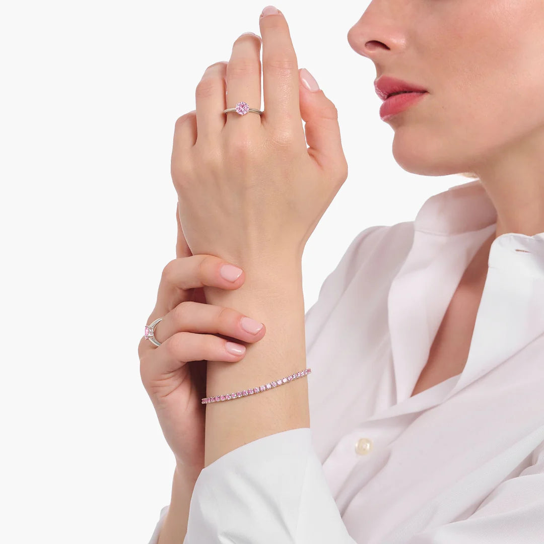 SPARKLING SOLITARE PINK RING