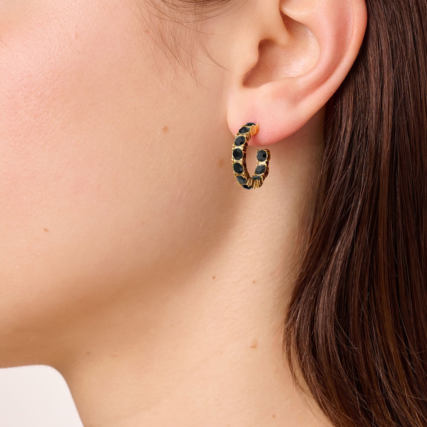 RAQUEL SHINY GOLD BLACK EARRINGS