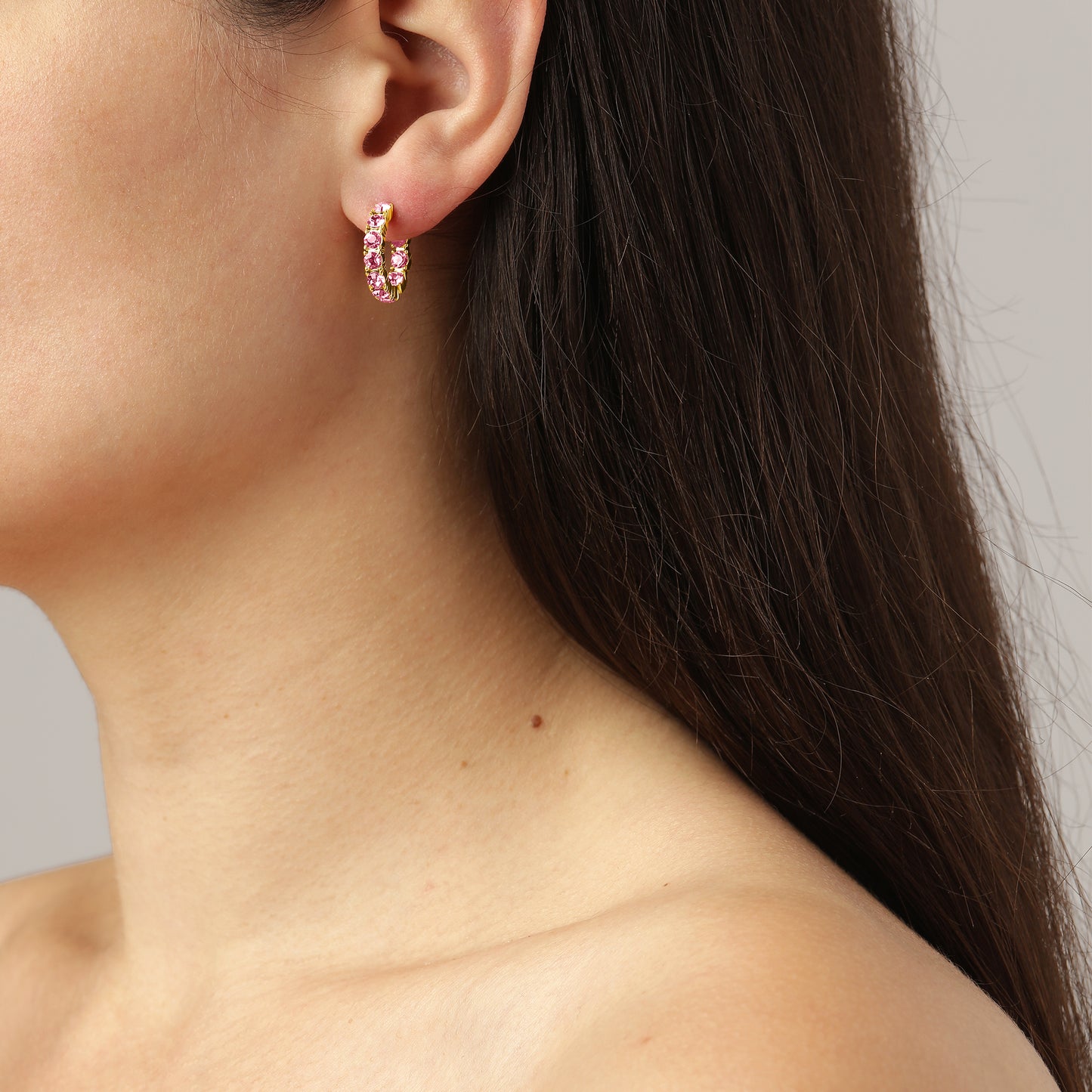 RAQUEL SHINY GOLD LIGHT ROSE EARRINGS