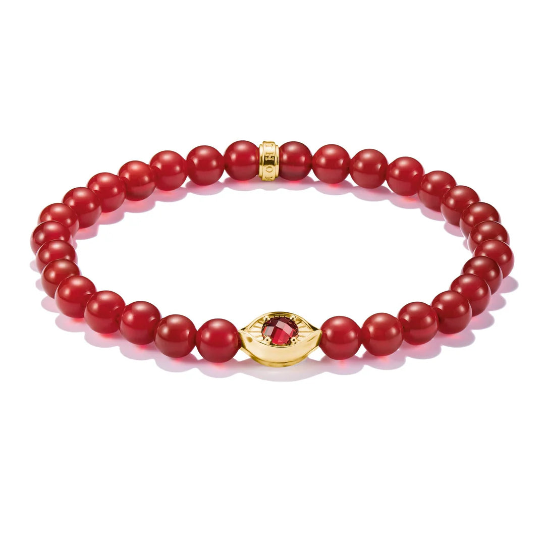ELYNDRA RED AGATE EYE BEAD BRACELET