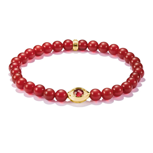 ELYNDRA RED AGATE EYE BEAD BRACELET