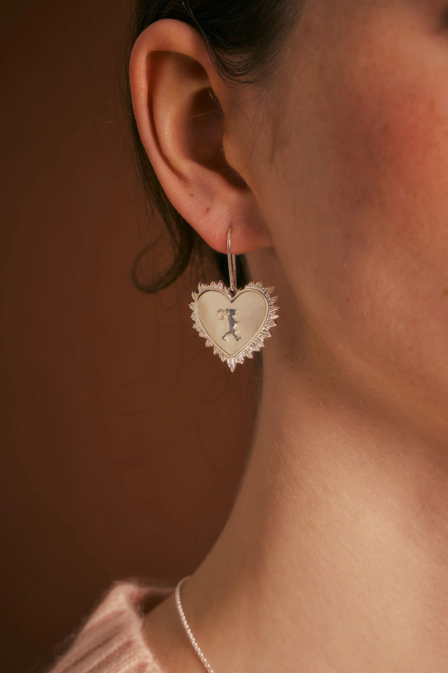 RUNAWAY FLAMING MOTHER OF PEARL EARRINGS