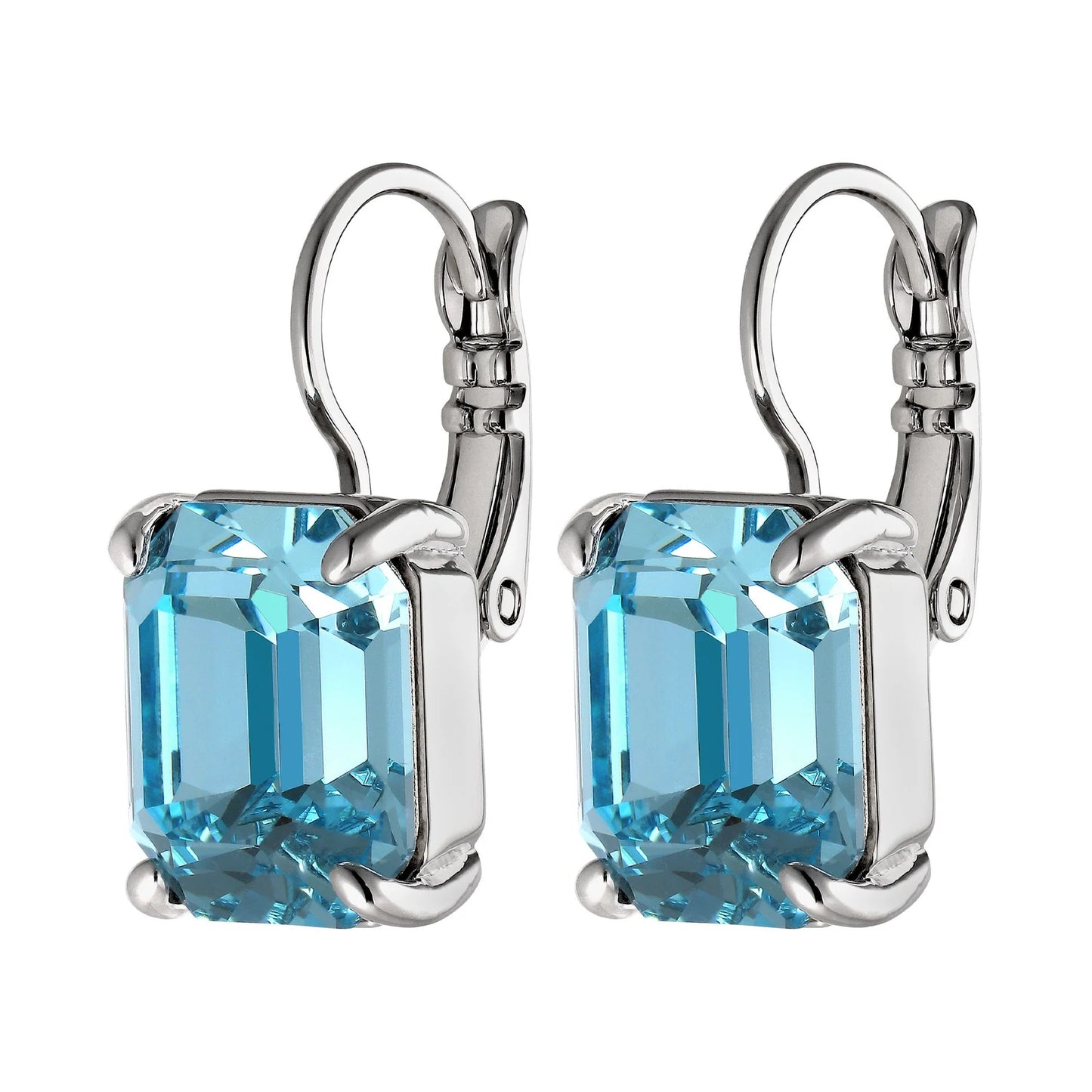 SEGIN SHINEY SILVER AQUA EARRINGS