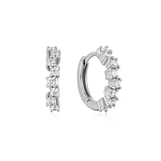 SPARKLE CLUSTER HUGGIE HOOP EARRINGS