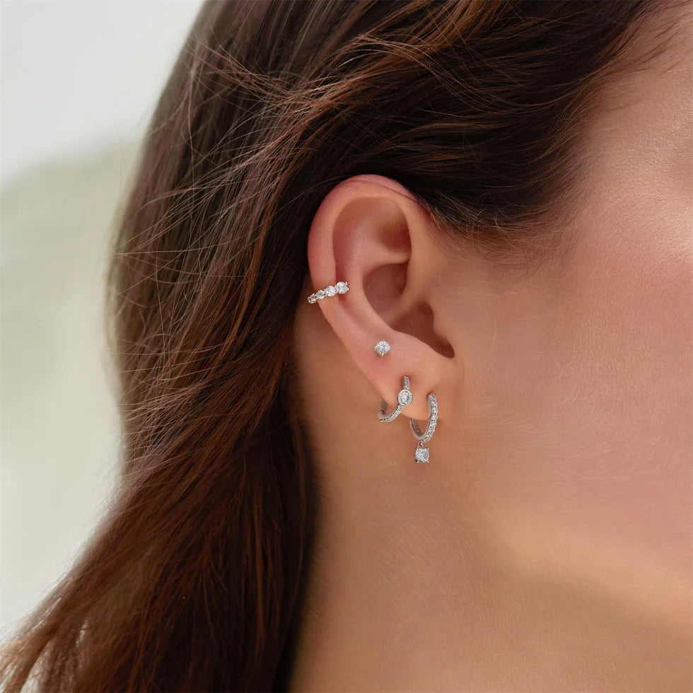 LUNA DANGLING SPARKLE HUGGIE HOOP EARRINGS