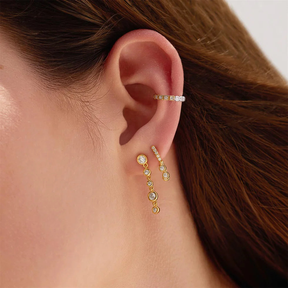 STAR MOLTEN CASCADE DROP STUD EARRINGS