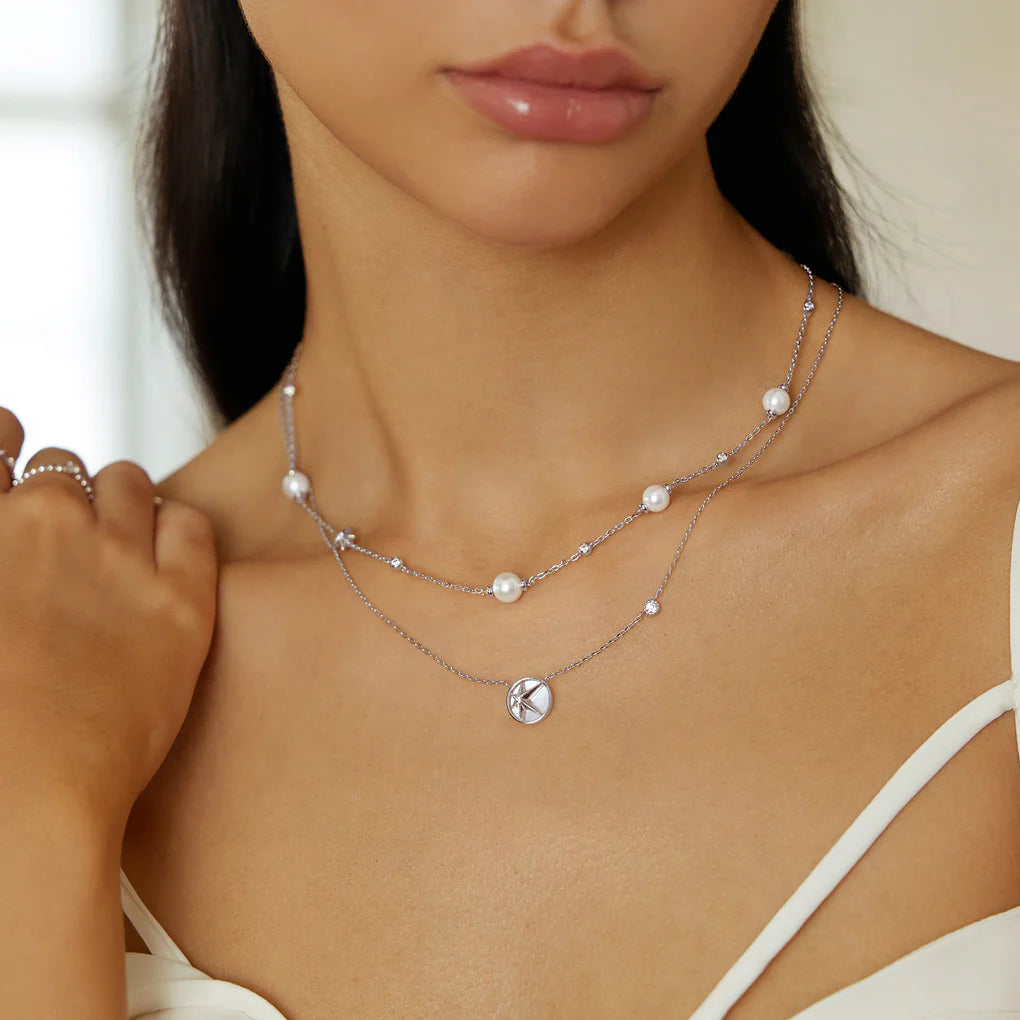 DAINTY STARRY MOTHER OF PEARL NECKLACE
