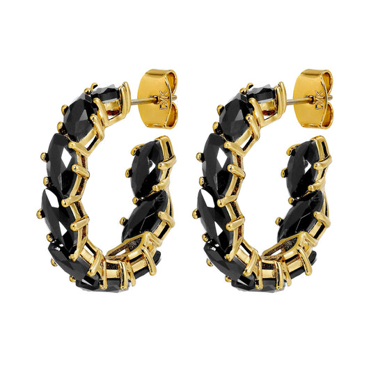TAMARINE SHINY GOLD BLACK EARRINGS