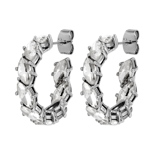 TAMARIN SHINY SILVER CRYSTAL EARRINGS