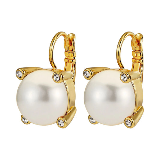 TANA SHINY GOLD WHITE PEARL EARRINGS