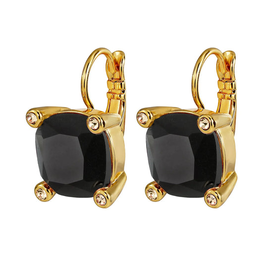 TANA SHINY GOLD BLACK EARRINGS