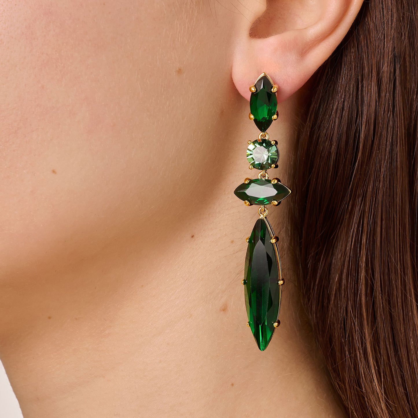 TENERE SHINY GOLD GREEN EARRINGS