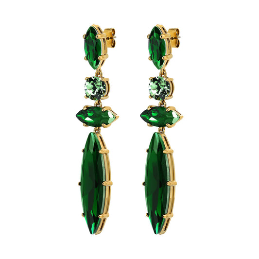 TENERE SHINY GOLD GREEN EARRINGS