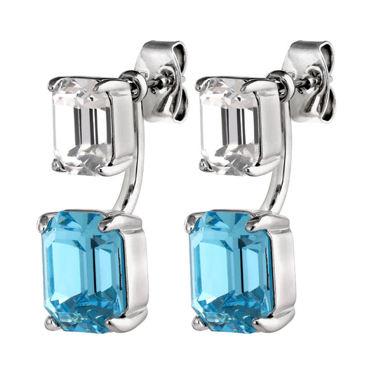 TETI SHINEY SILVER AQUA/CRYSTAL EARRINGS