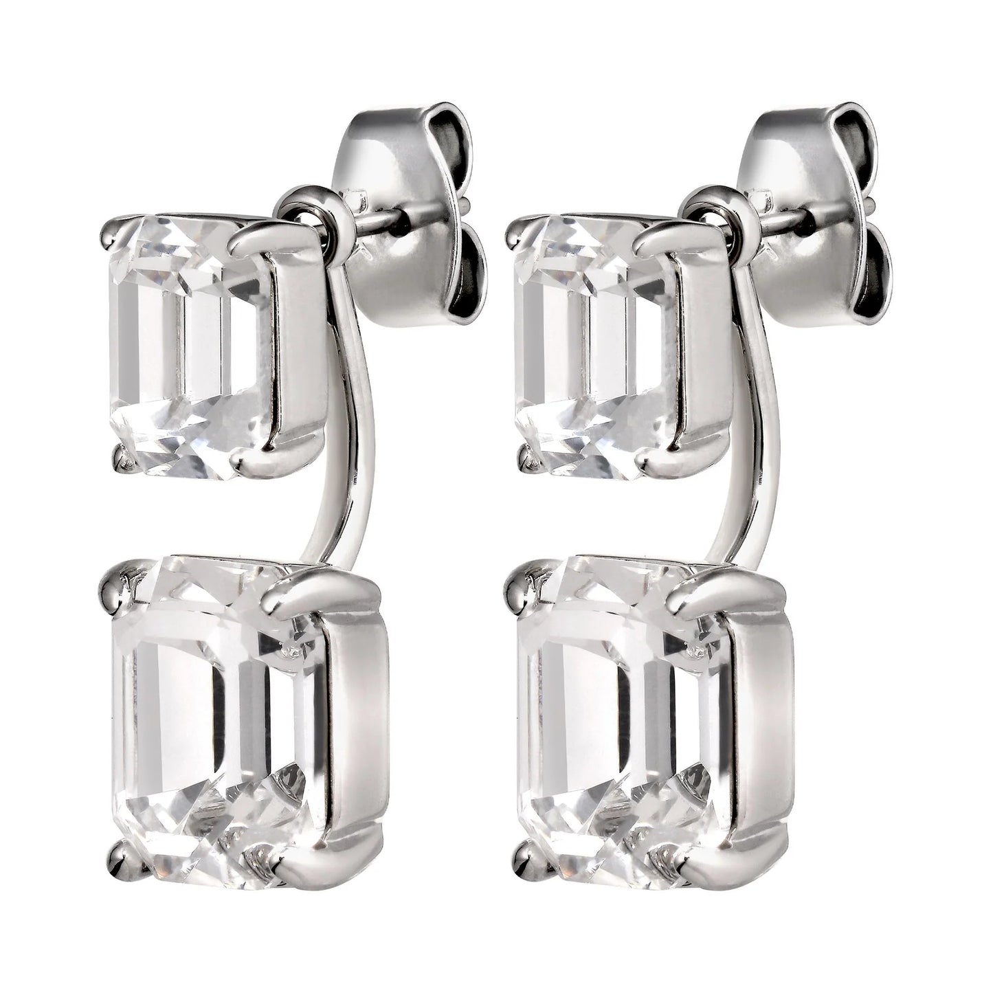 TETI SHINEY SILVER CRYSTAL EARRINGS