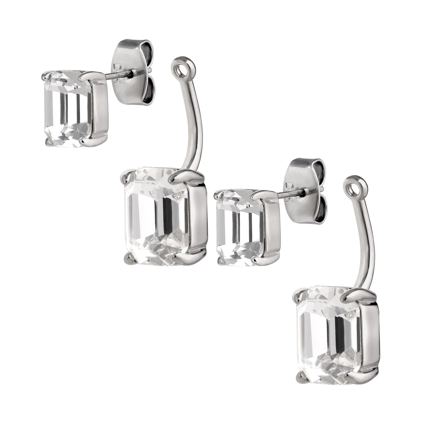 TETI SHINEY SILVER CRYSTAL EARRINGS